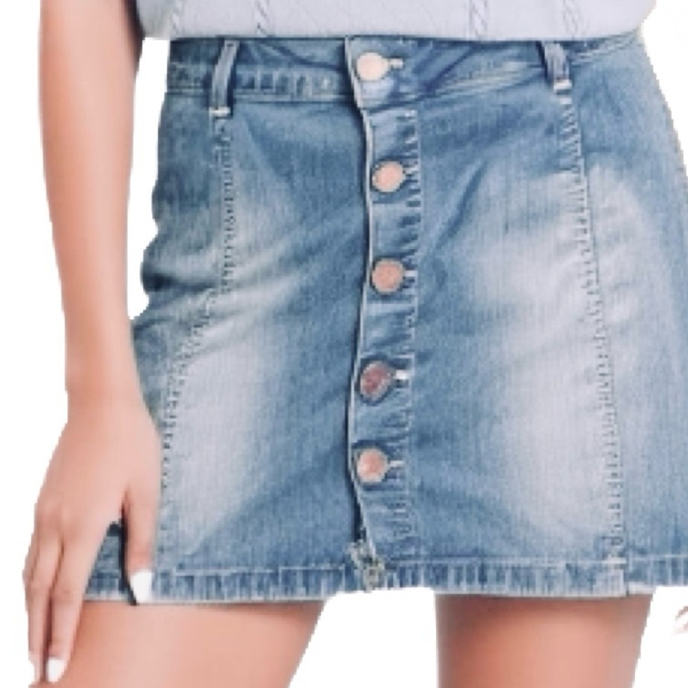 Celebrity Pink Vintage Distressed button front Mini Skirt Waist 26"